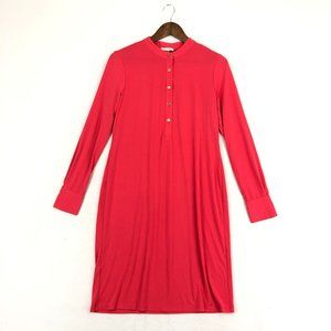 Calvin Klein Women's Size 10 Coral Pink Slinky Stretch Long Sleeve Shirt Dress